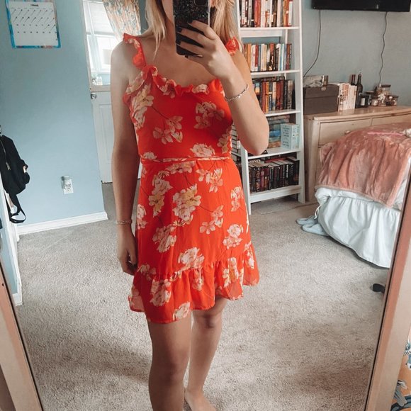 Lulus Dresses & Skirts - Orange Floral Print Dress